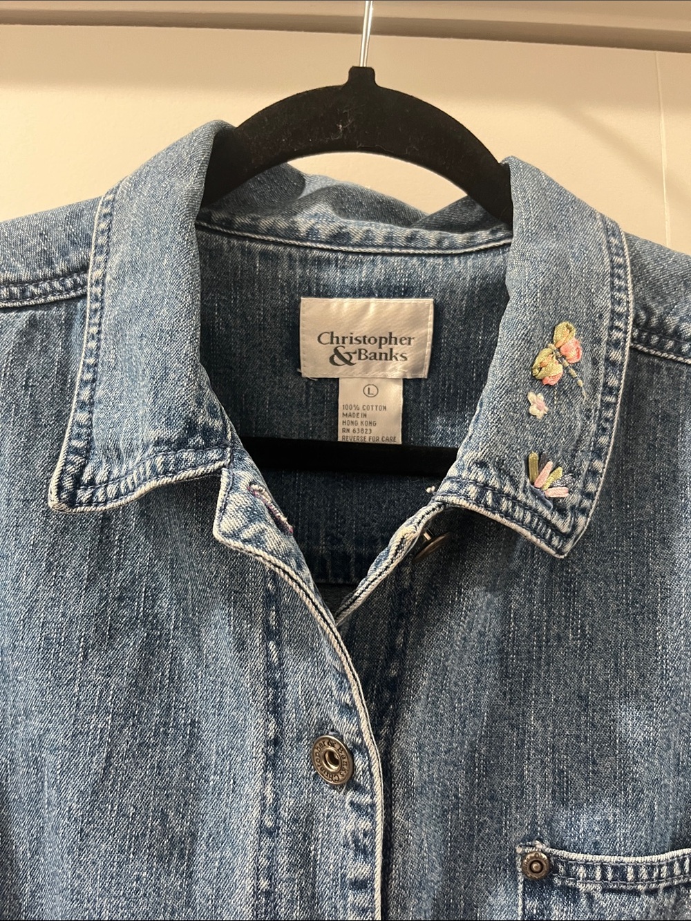 Grandmacore Gardencore Eclectic Embroidered Ribbon Light Weight Denim Jacket L - Picture 6 of 12